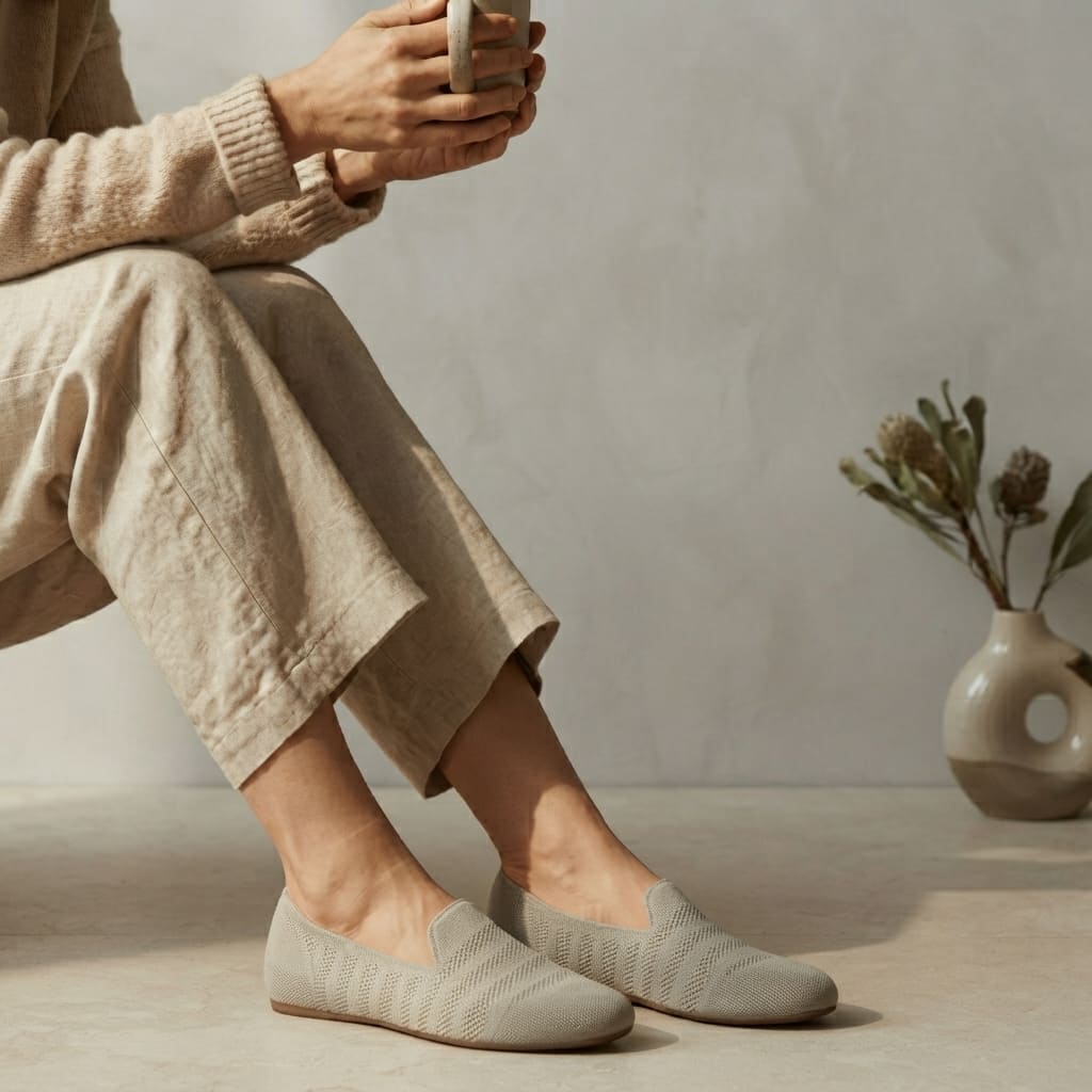 Ballerines Femme en Tricot Slip-on