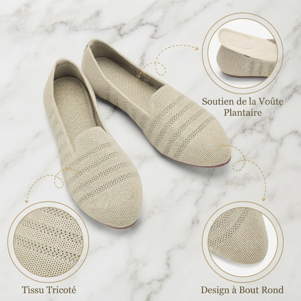 Ballerines Femme en Tricot Slip-on