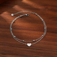 Bracelet de Cheville Argenté Double Couche
