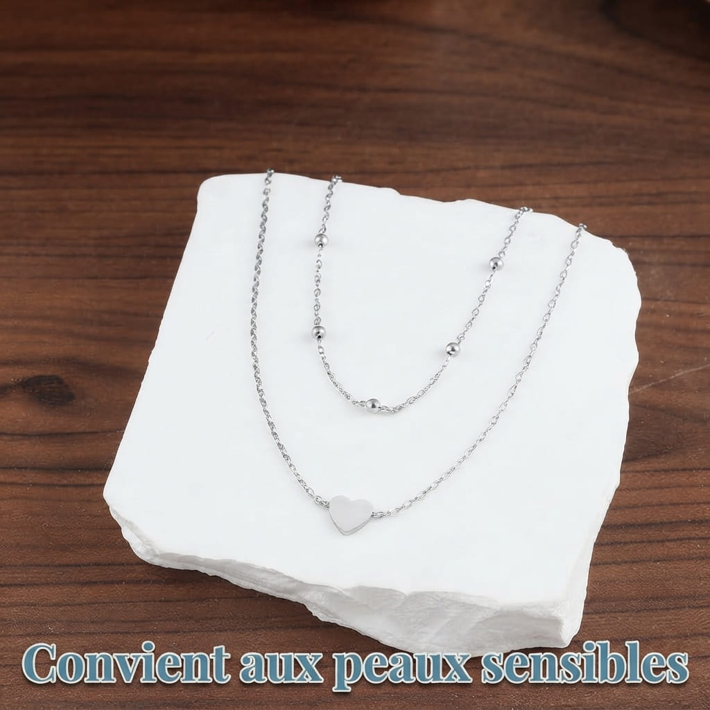 Bracelet de Cheville Argenté Double Couche