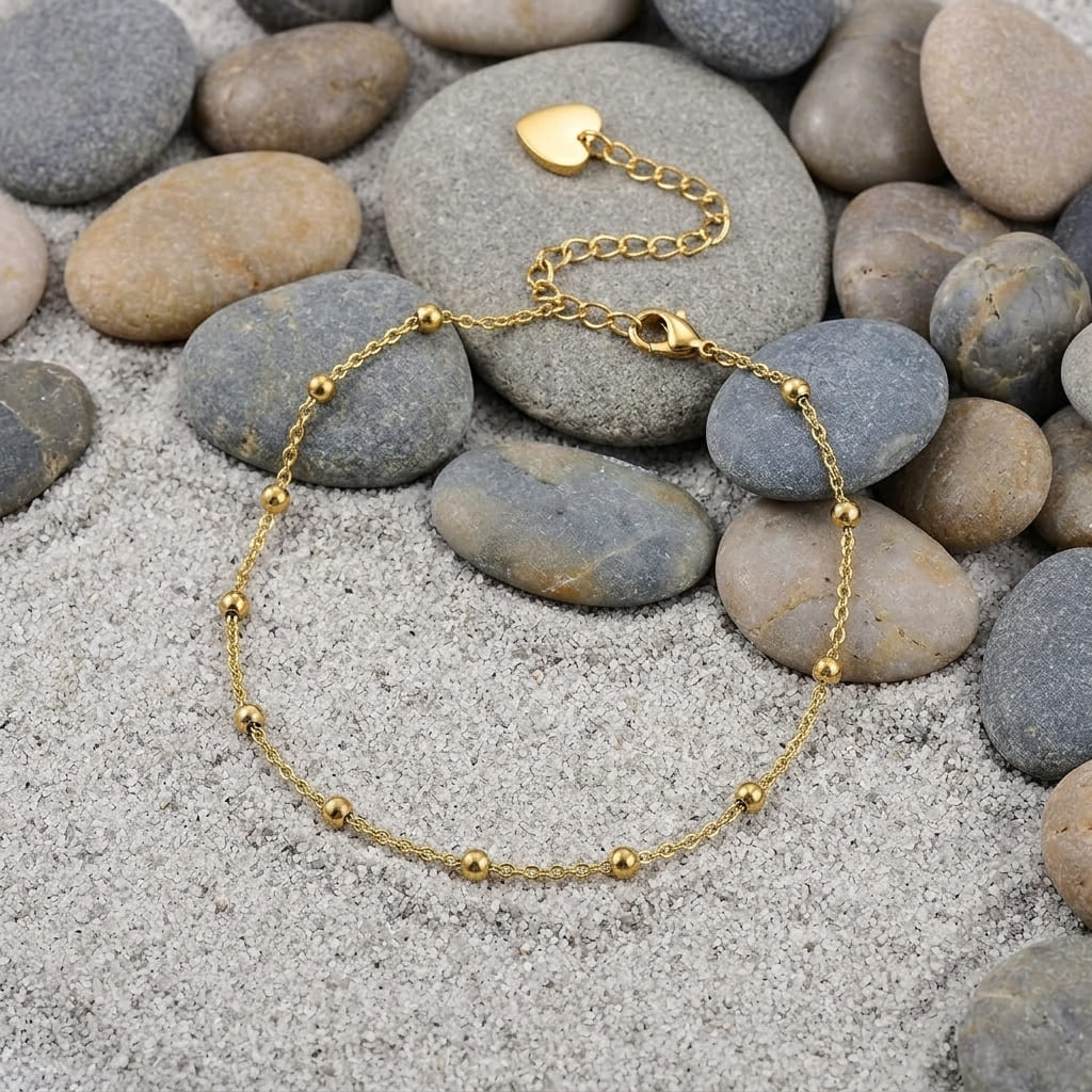 Bracelet de Cheville Femme – Étoiles et Cœur