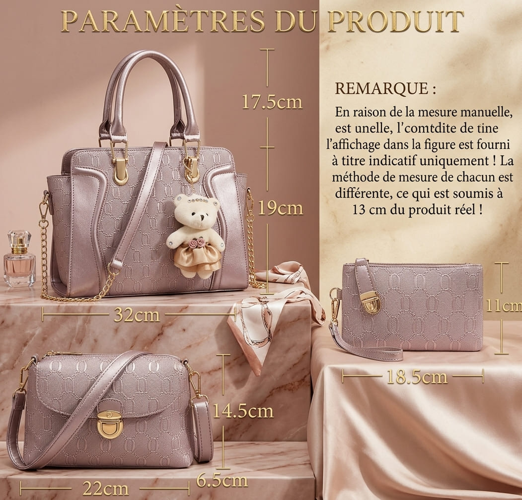 Ensemble Sac à Main Femme Cuir PU – 4 Pièces