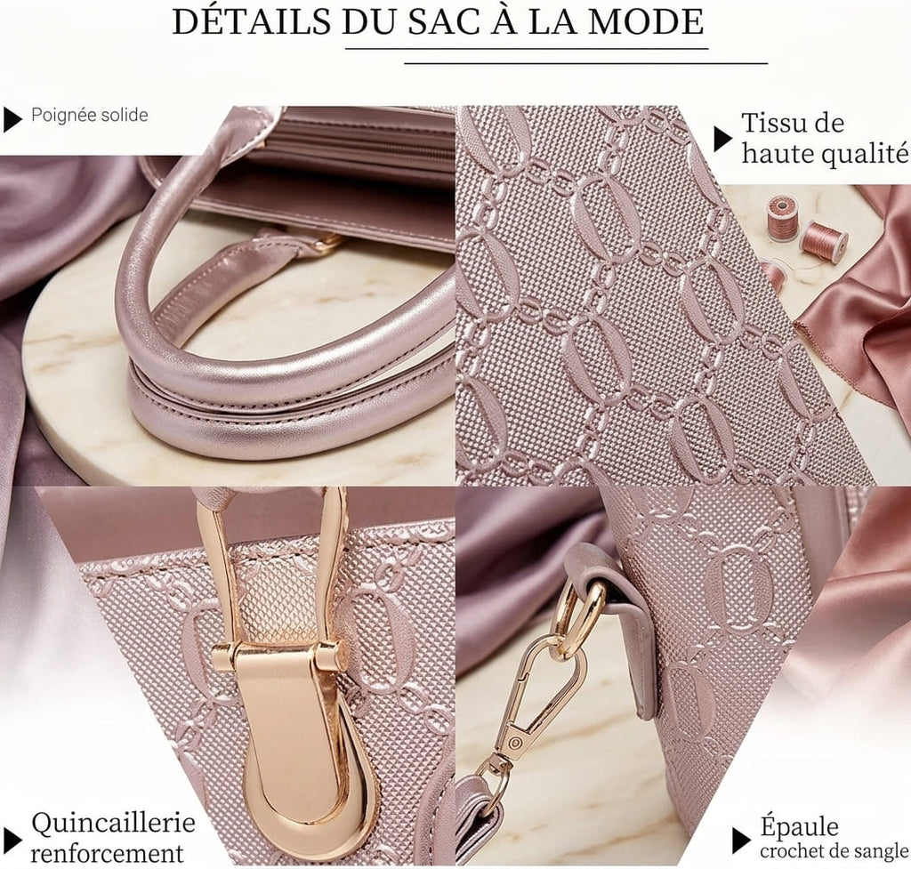 Ensemble Sac à Main Femme Cuir PU – 4 Pièces