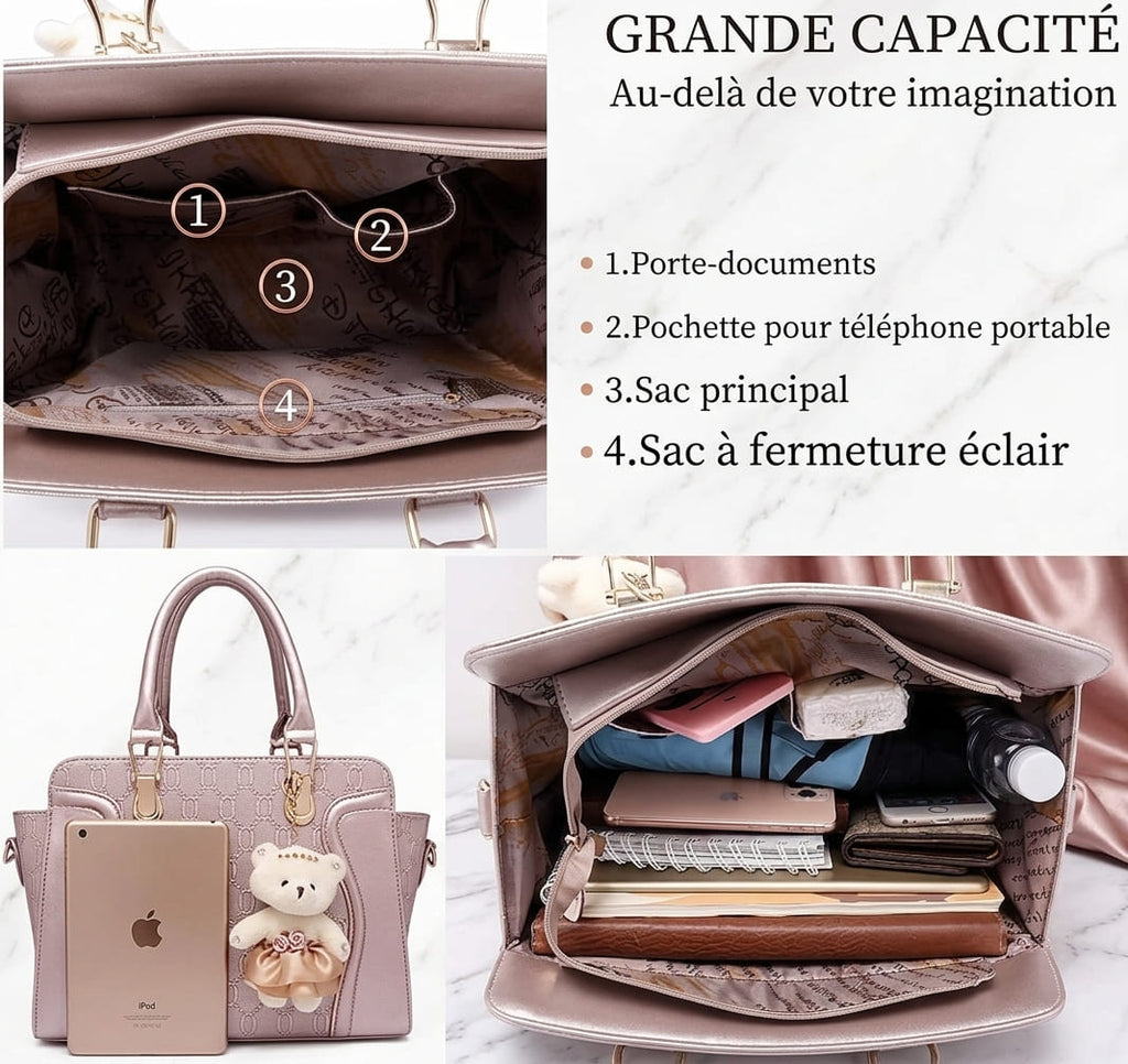 Ensemble Sac à Main Femme Cuir PU – 4 Pièces
