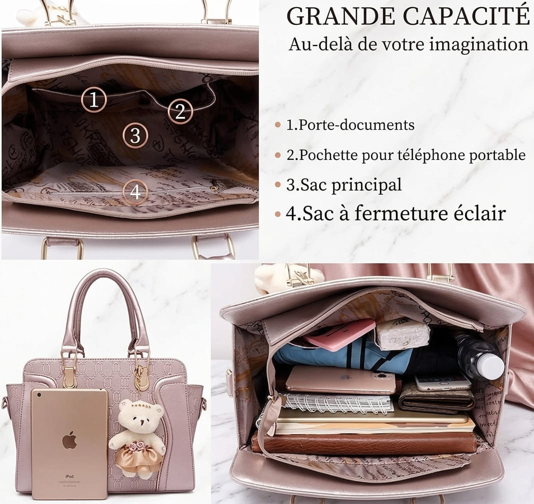 Ensemble Sac à Main Femme Cuir PU – 4 Pièces