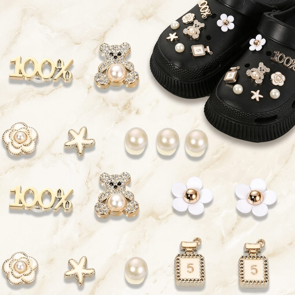 Lot de 16 Charms Chaussures en Strass