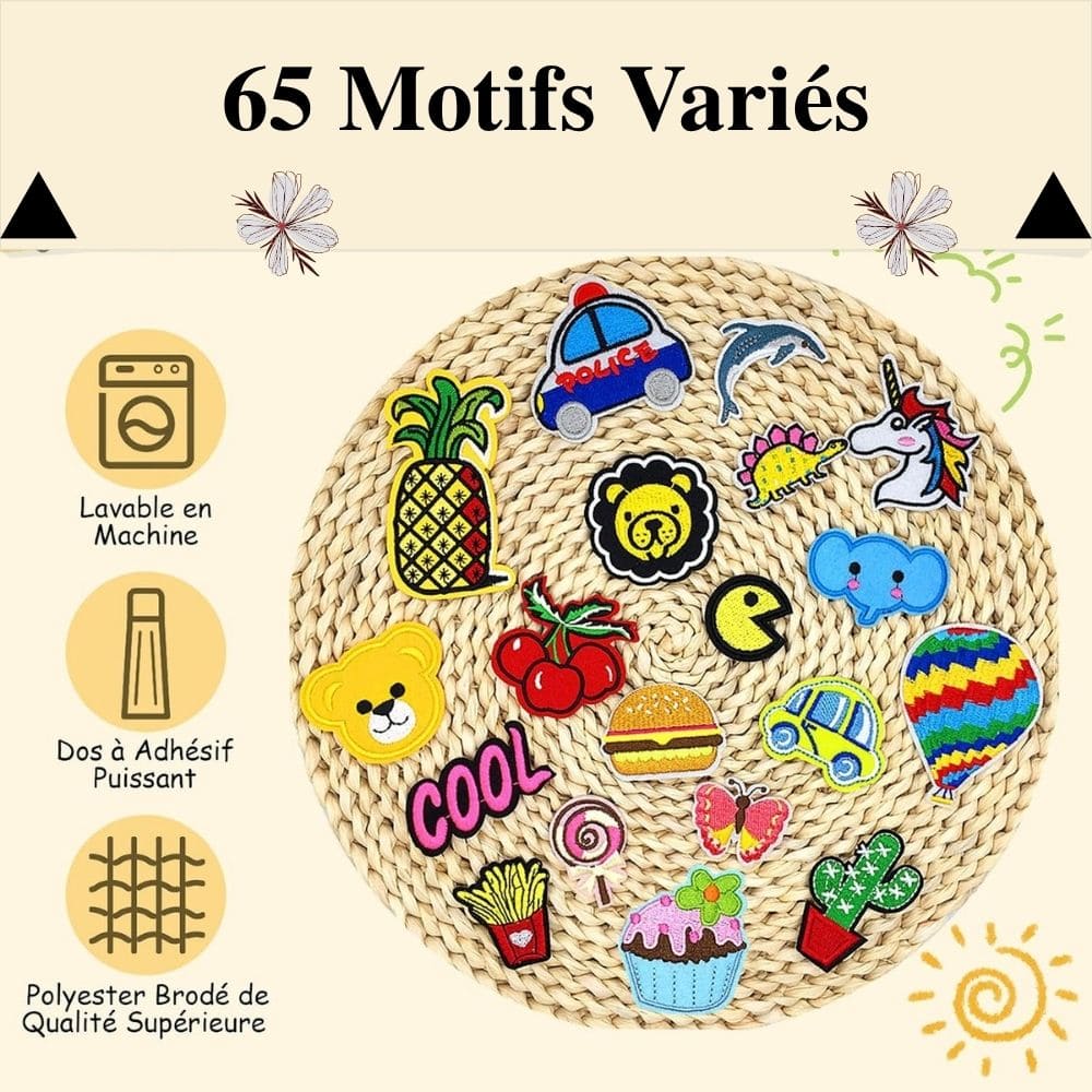 Patchs Thermocollants Brodés – Lot de 65