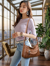 Sac Bandoulière Femme Cuir Souple – Multi-Poches Léger