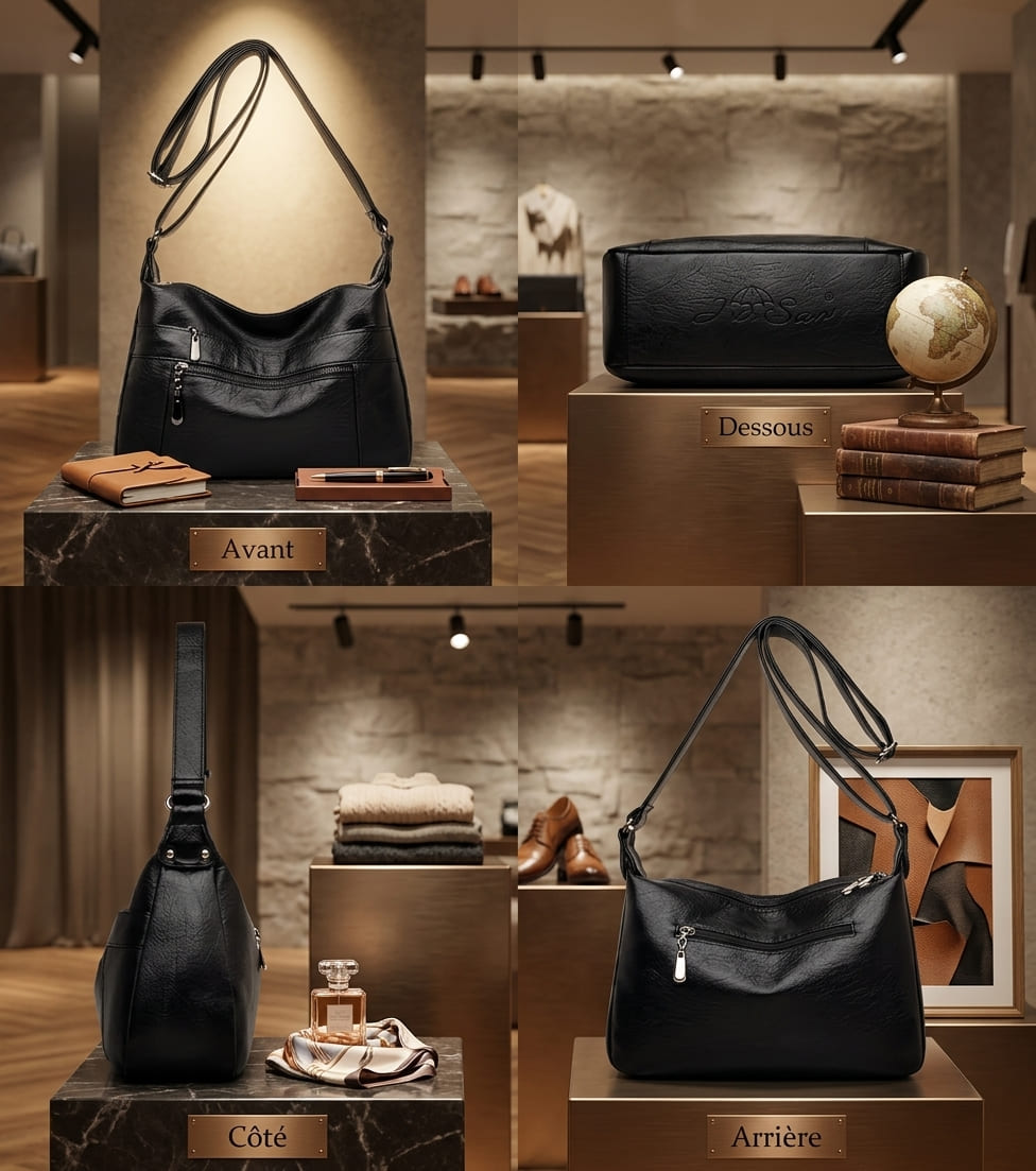 Sac Bandoulière Femme Cuir Souple – Multi-Poches Léger