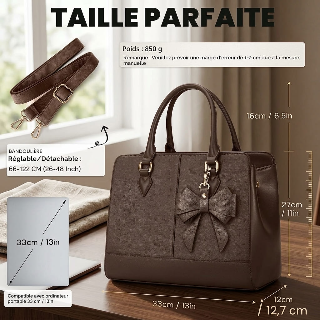 Sac Cabas Femme Cuir PU – Grand Fourre-Tout 13 Pouces