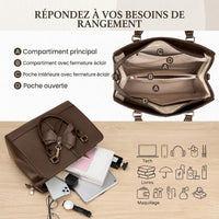 Sac Cabas Femme Cuir PU – Grand Fourre-Tout 13 Pouces