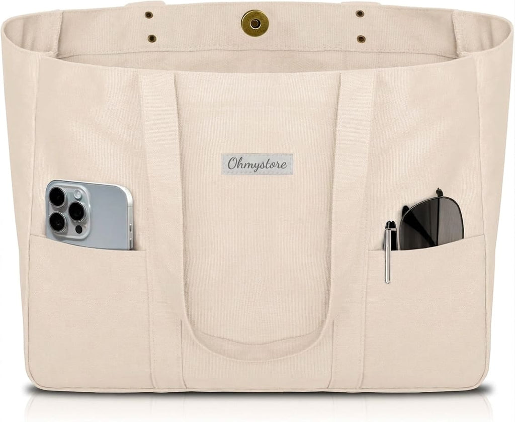 Sac Cabas Toile Femme – Fourre-Tout avec Poche PC