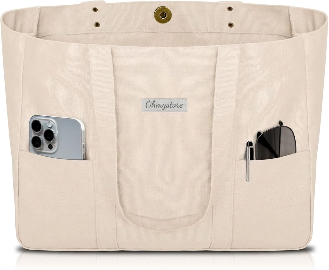 Sac Cabas Toile Femme – Fourre-Tout avec Poche PC