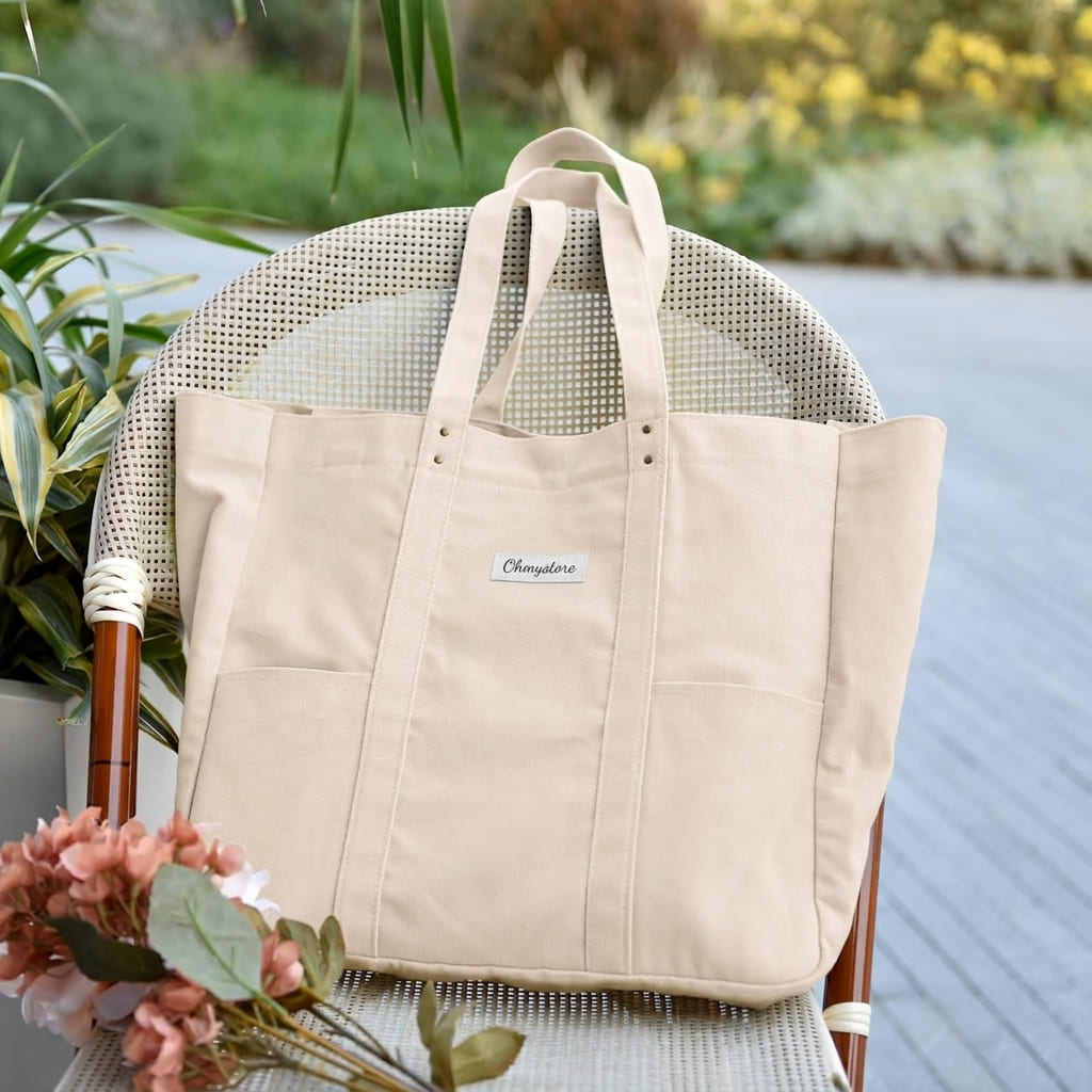 Sac Cabas Toile Femme – Fourre-Tout avec Poche PC