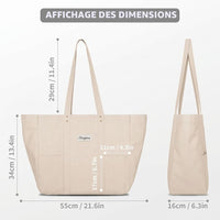 Sac Cabas Toile Femme – Fourre-Tout avec Poche PC