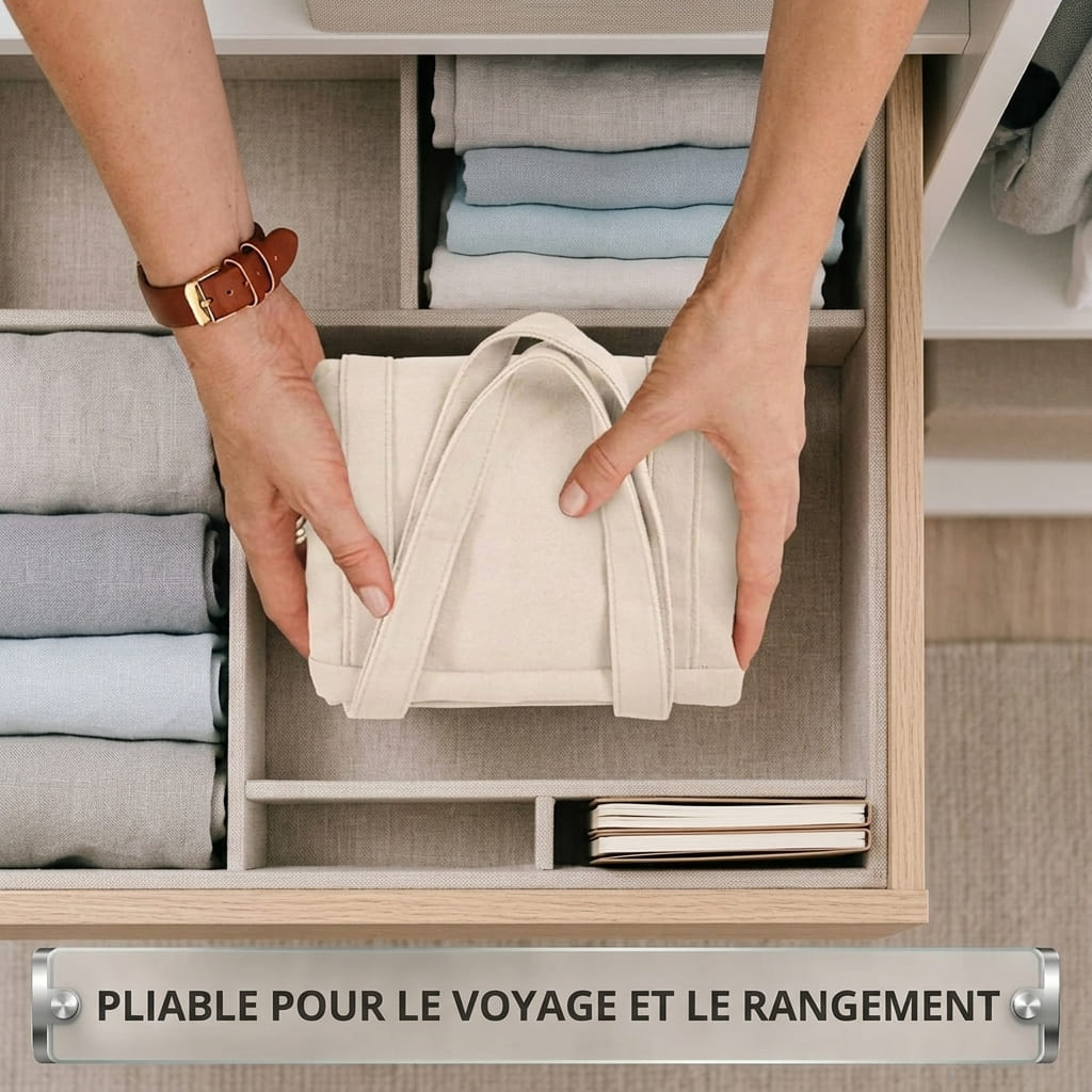 Sac Cabas Toile Femme – Fourre-Tout avec Poche PC