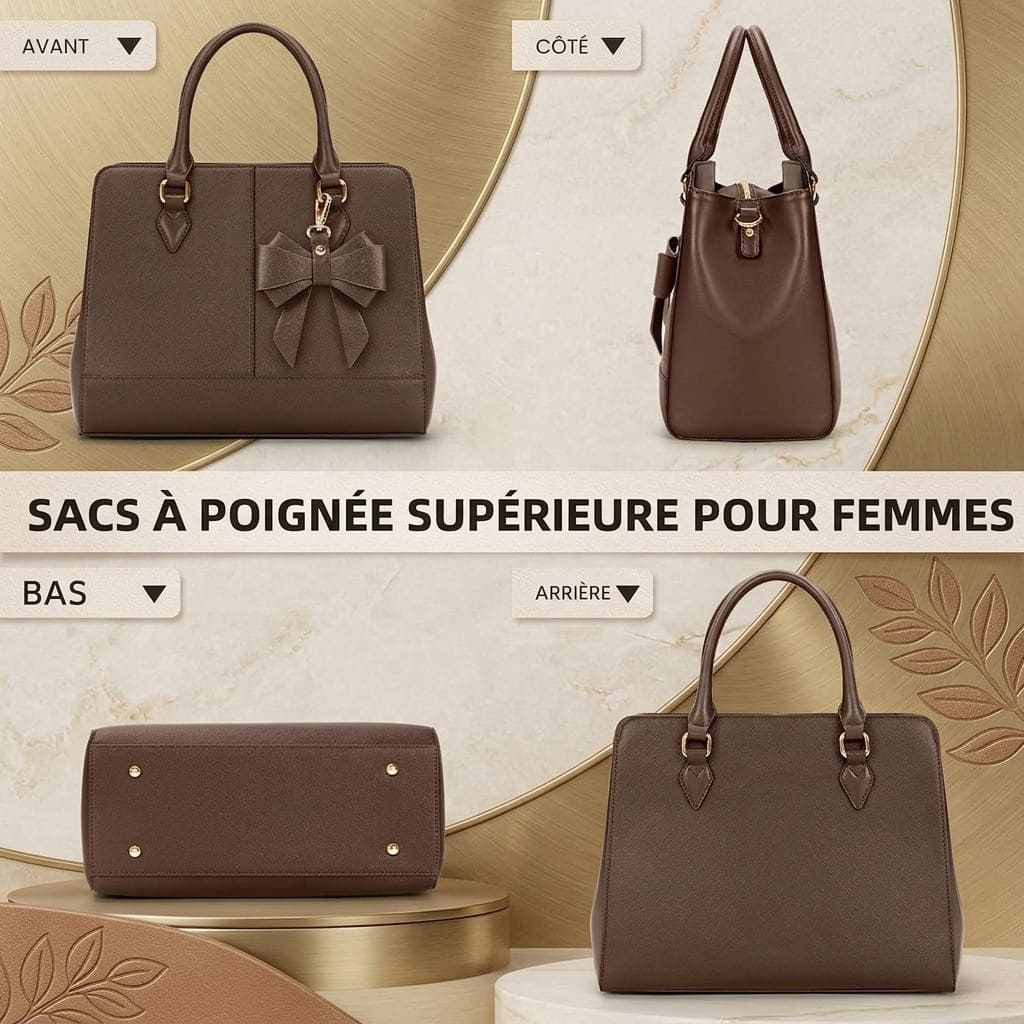 Sac Cabas Femme Cuir PU – Grand Fourre-Tout 13 Pouces
