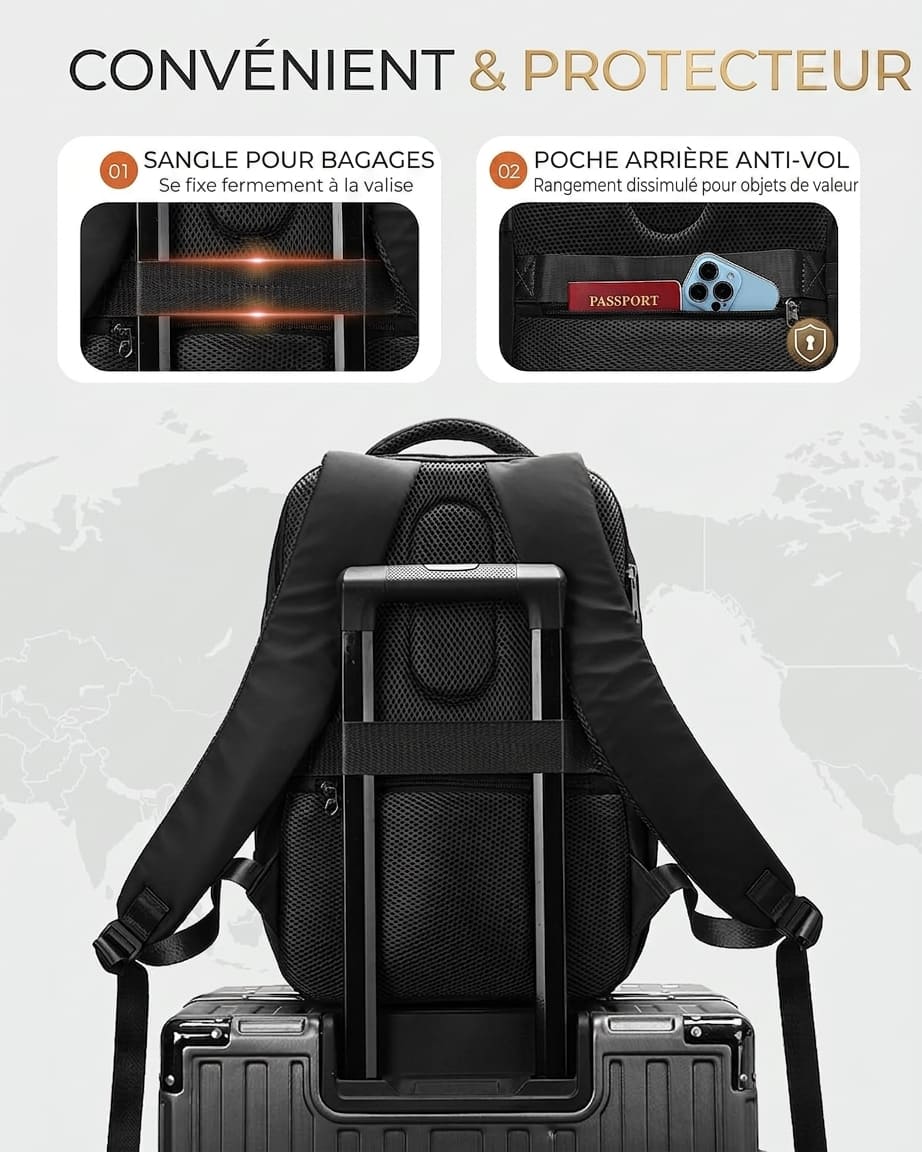Sac à Dos Cabine 24L – Bagage Avion 40x30x20 Antivol
