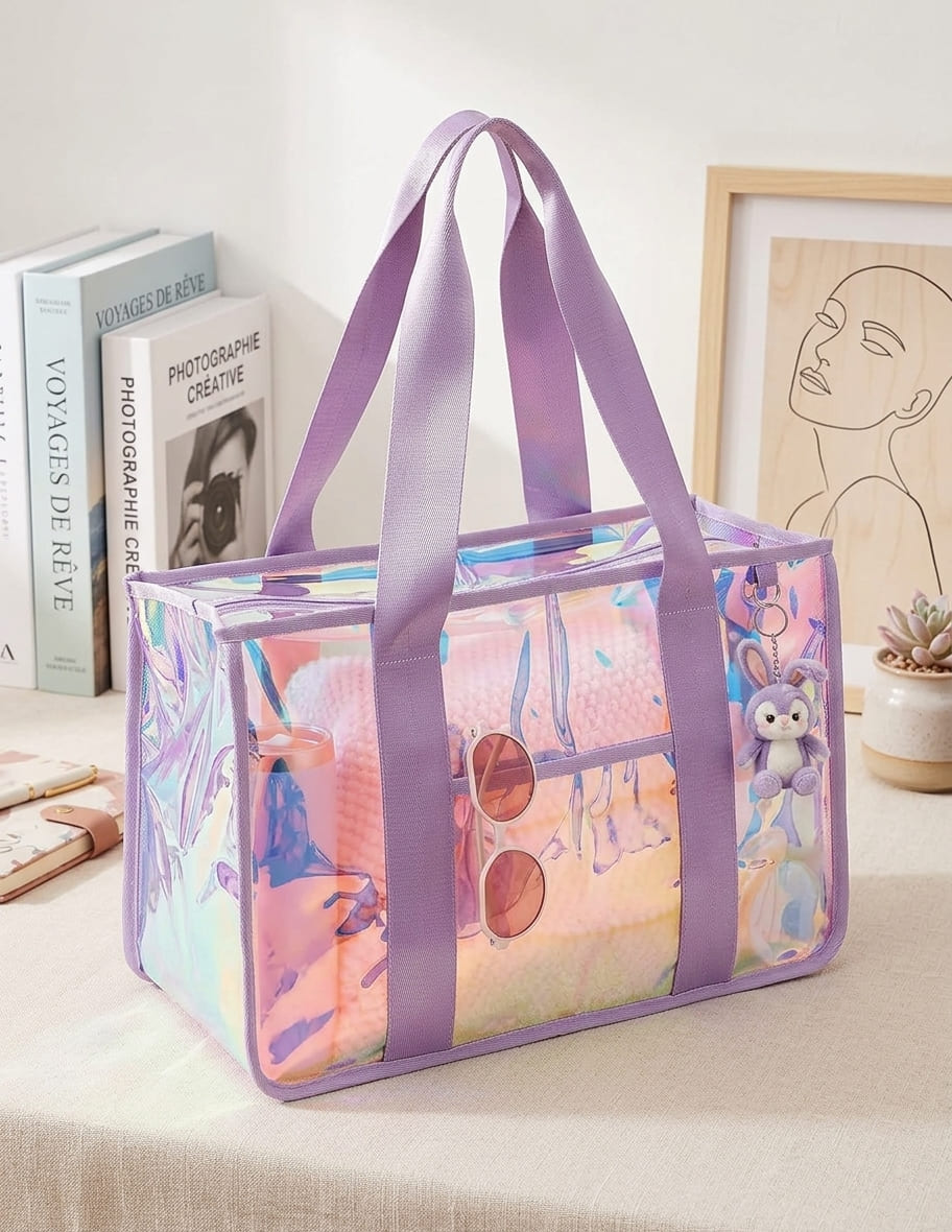Sac de Plage Transparent Irisé Violet