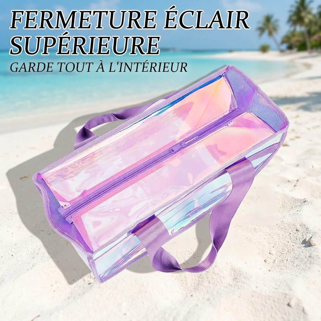 Sac de Plage Transparent Irisé Violet