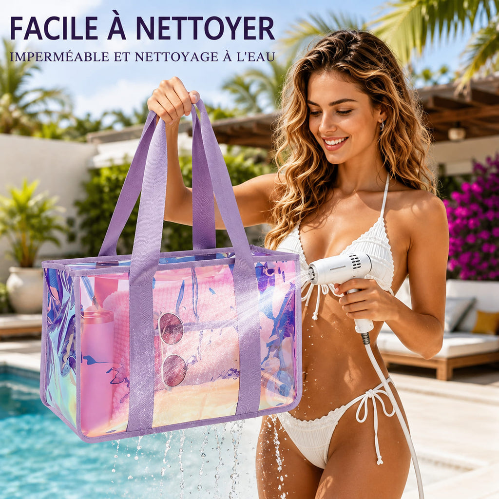 Sac de Plage Transparent Irisé Violet